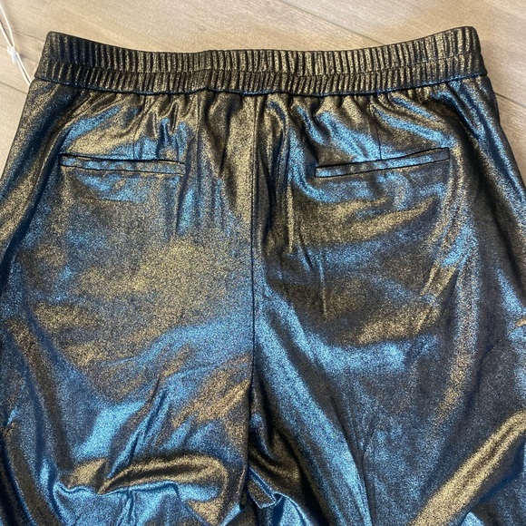 Joie Brushed Metallic Gold Wide Leg Soft Pants Work Career Evening Size 14 - Picture 5 of 9